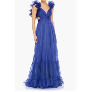 Mac Duggal 67911 Chiffon Cutout Ruffled Empire Waist Dress Size 14 NWT